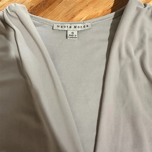 Haute Monde Long Sleeve Gray Bodysuit Women Size S - Picture 5 of 5